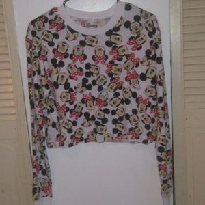 Disney NWOT Mickey & Minnie Long Sleeve Crop Top